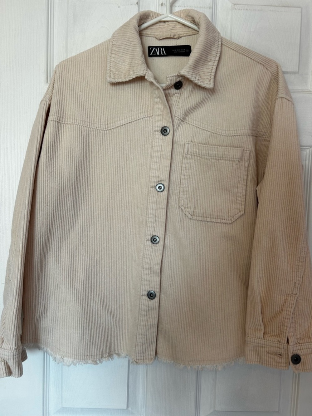 ZARA Cream Corduroy Button-Up Jacket